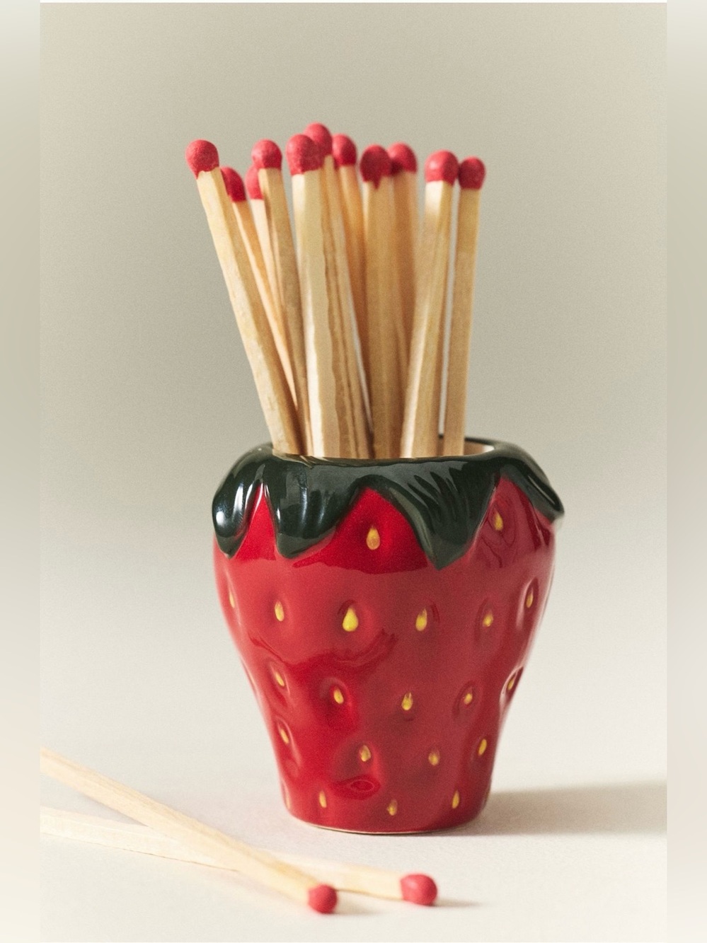 Anthropologie Ceramic Striker Matchstick Holder - Strawberry